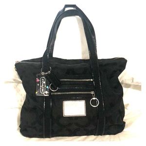 Coach Poppy Art Glam Black Tote bag